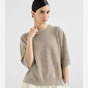 Brunello Cucinelli Relaxed Knit Top in Light Taupe